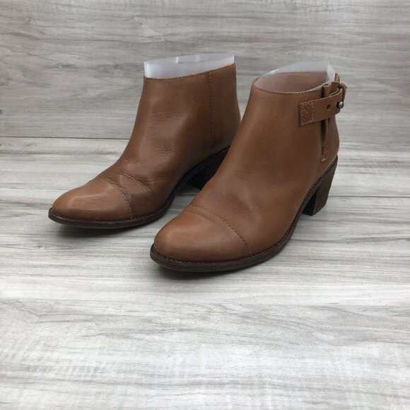 Madewell Ankle boots Womens 6 Brown Leather Slip On Side Snap Cap Toe Booties - Picture 5 of 13